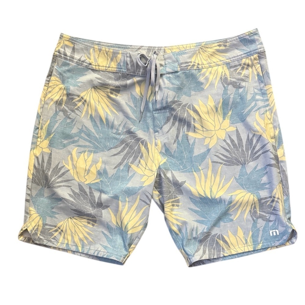 Travis Matthew Men's Palm Tree Board Tie at Waist Board Shorts - 38 ECLN